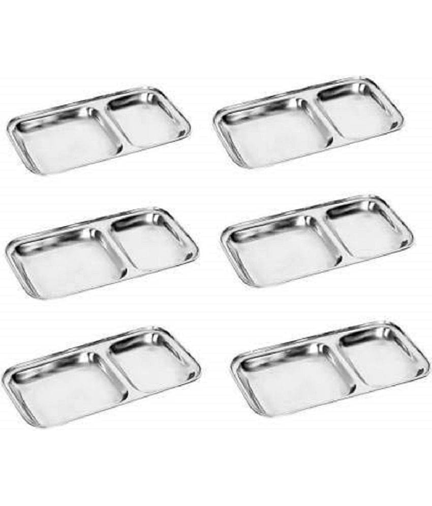 Dynamic Store 6 Pcs Stainless Steel Silver Partition Plate