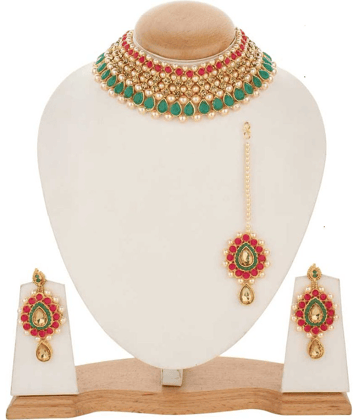 PUJVI Alloy Multi Color Designer Necklaces Set Choker