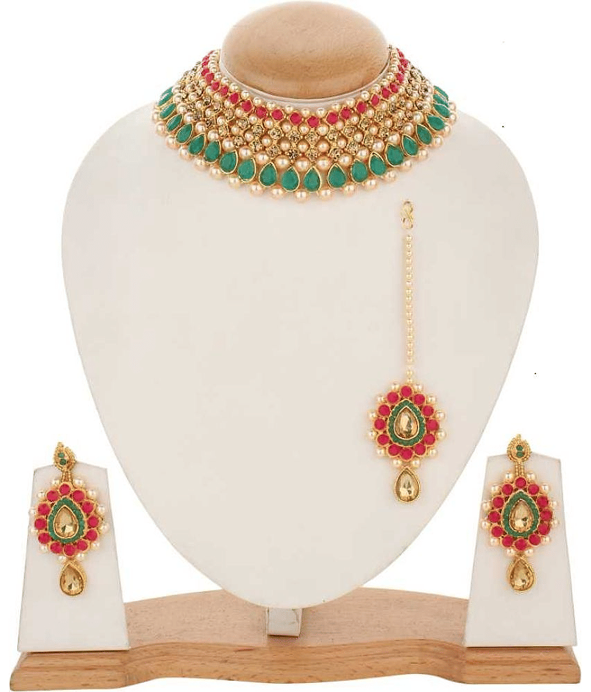 PUJVI Alloy Multi Color Designer Necklaces Set Choker