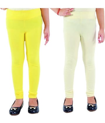 Kids Cave Pack of 2 Girls Cotton Blend Leggings ( Yellow )