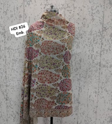 Multicolour Tree Embroidery Pashmina Shawl – Handcrafted Needlework on Pure Wool | Artisan Luxury by Heritage Design Inc