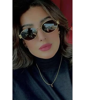 BANDSMITH Gold Oval Sunglasses ( Pack of 1 )
