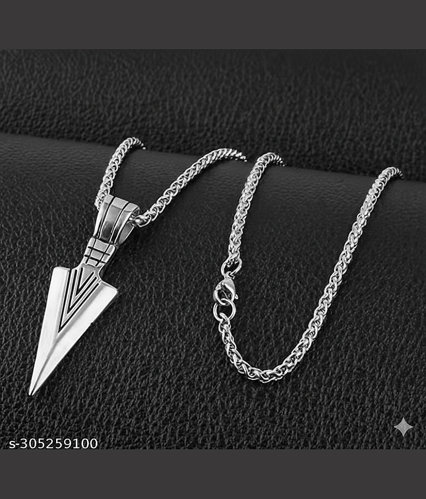 Thrillz Stainless Steel Silver Arrow Design Locket Pendant