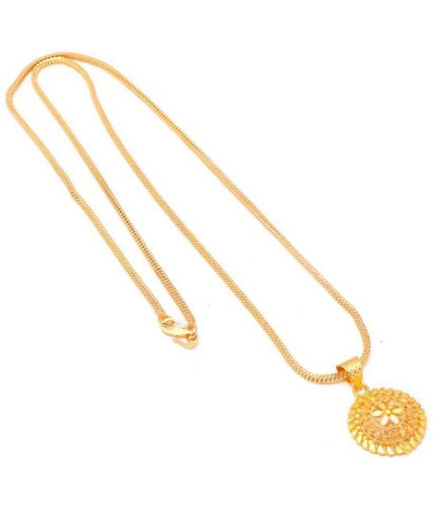 Jewar Mandi Neck Chain 24 kt Gold Plated with Locket Real Look Daily use for Women Girls Men 75780