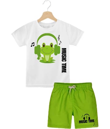 RBF84 Pack of 1 Baby Boys Cotton T-Shirt & Shorts Set ( White )