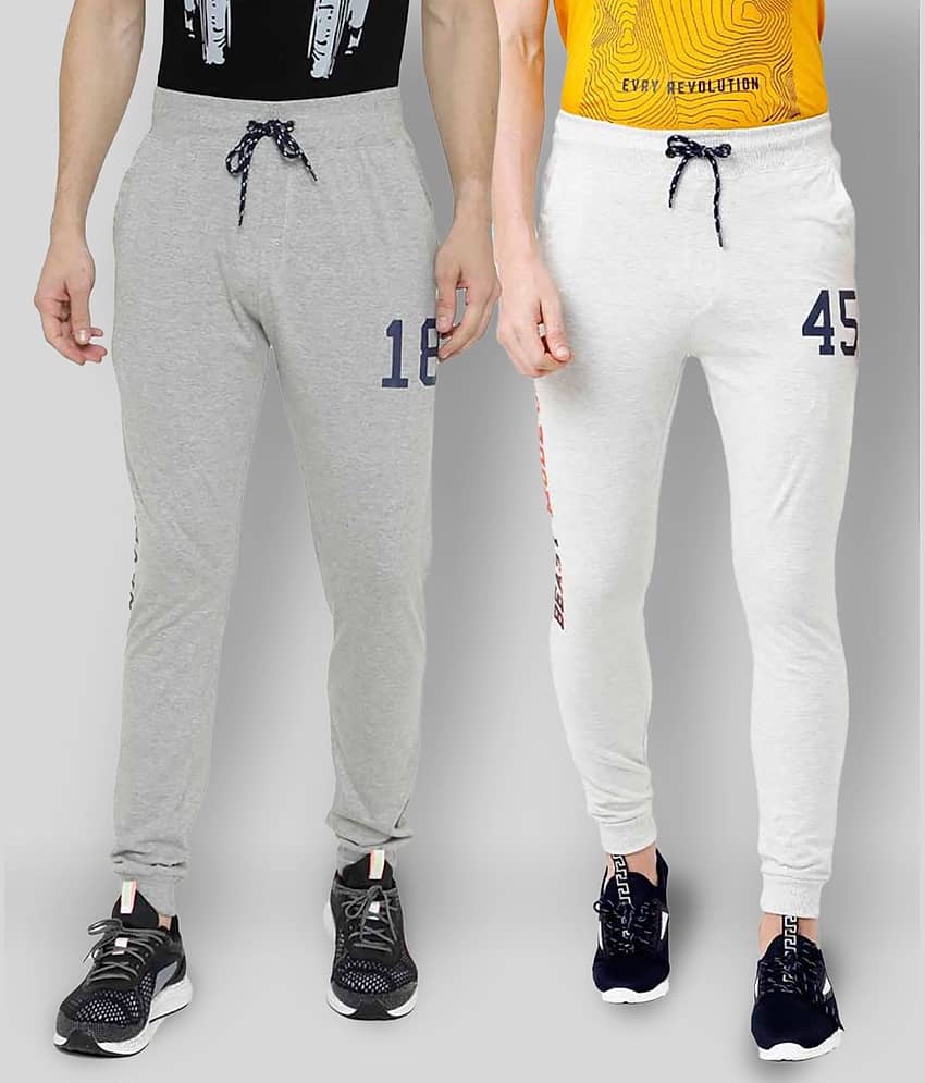 Ardeur - Light Grey Cotton Blend Men's Joggers ( Pack of 2 )