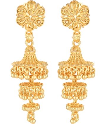 VIVASTRI Golden Jhumki Earrings ( Pack of 1 )