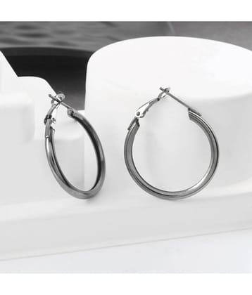 ADMIER Silver Hoops Earrings ( Pack of 1 )