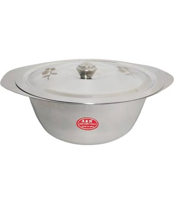 A & H ENTERPRISES Set of 1 Pc Laser Design Serving Bowls With Lid ( Dongas ) - Stainless Steel