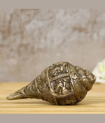 eCraftIndia Gold-Toned Handcrafted Auspicious Lord Ganesha Shankh Showpiece