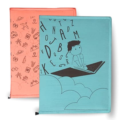 Poly Silk Printed File Folders Blue and Peach