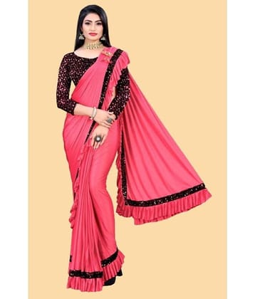 JULEE Lycra Embellished Saree With Unstitched Blouse Piece ( Black )