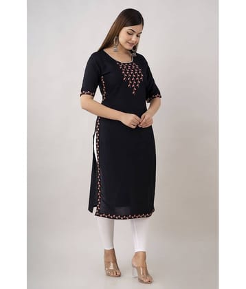 Kapadia - Black Rayon Women's Straight Kurti ( Pack of 1 )