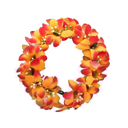 Orange Color Rose Flower Gajra For Women Hair Pin (HRP216ORG)-Length: 29.00 CM x Width: 5.00 CM / Orange / Alloy