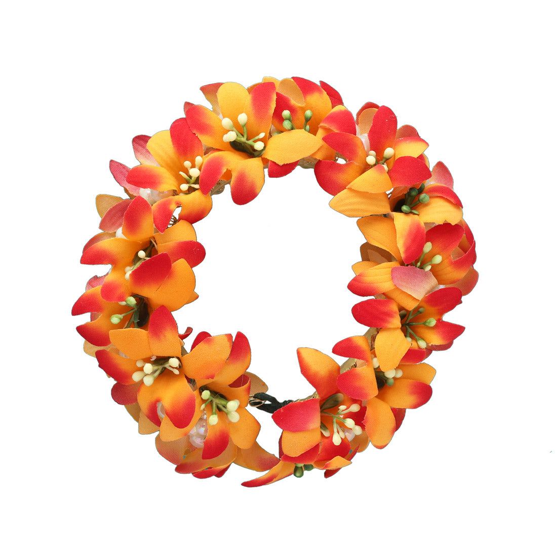 Orange Color Rose Flower Gajra For Women Hair Pin (HRP216ORG)-Length: 29.00 CM x Width: 5.00 CM / Orange / Alloy