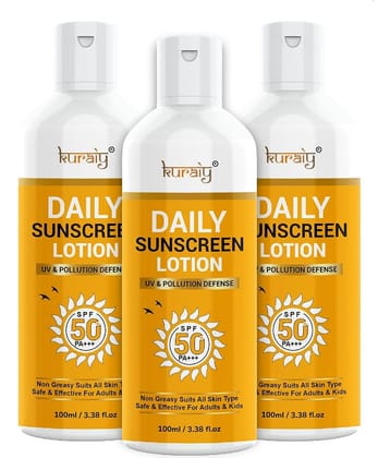 KURAIY SPF 50 PA+++ Sunscreen UV Lotion sunblock 75ML PACK OF 3