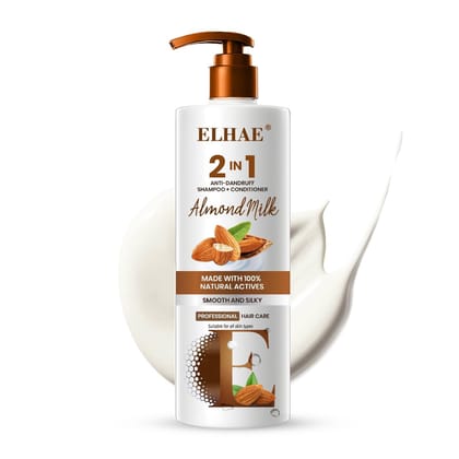 ELHAE 2-in-1 Anti Hairfall and Anti Dandruff Shampoo with Conditioner for Women and Men | Hairfall Control, Dandruff Protection, and Nourishing Almond Milk Shampoo + Conditioner For Smooth & Silky - 300ml ELHAE 2-in-1 Anti Hairfall and Anti Dandruff Shampoo with Conditioner for Women and Men | Hairfall Control, Dandruff Protection, and Nourishing Almond Milk Shampoo + Conditioner For Smooth & Silky - 300ml