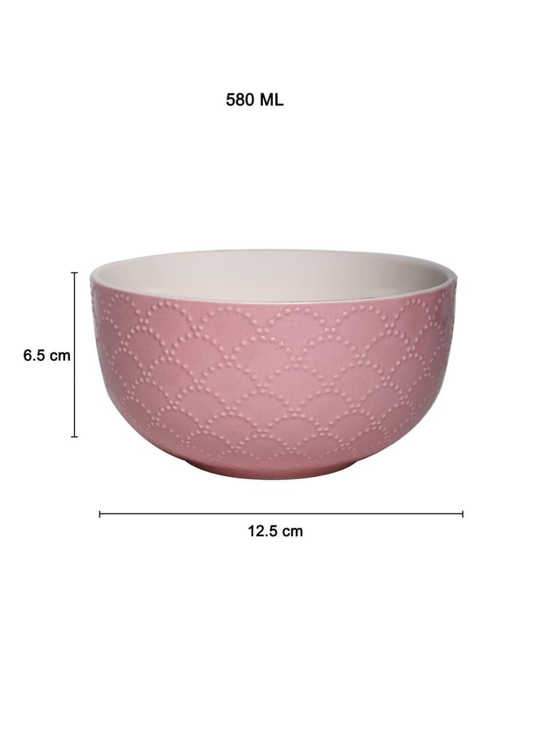 Pink Ceramic Bowl - 580Ml, Fish Scale