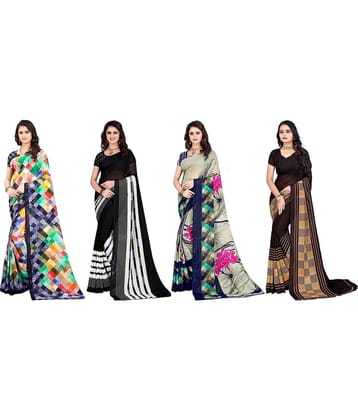LEELAVATI Georgette Printed Saree With Unstitched Blouse Piece ( Multicolor )