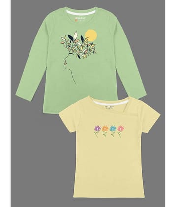 HELLCAT Pack of 2 Girls Cotton Blend T-Shirt ( Multicolor )