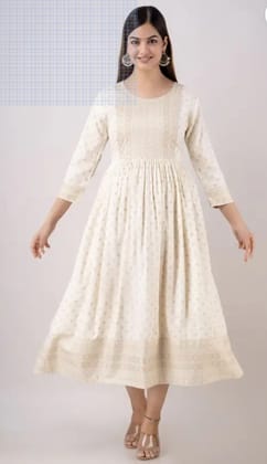 Women Embroidered Viscose Rayon Flared Kurta