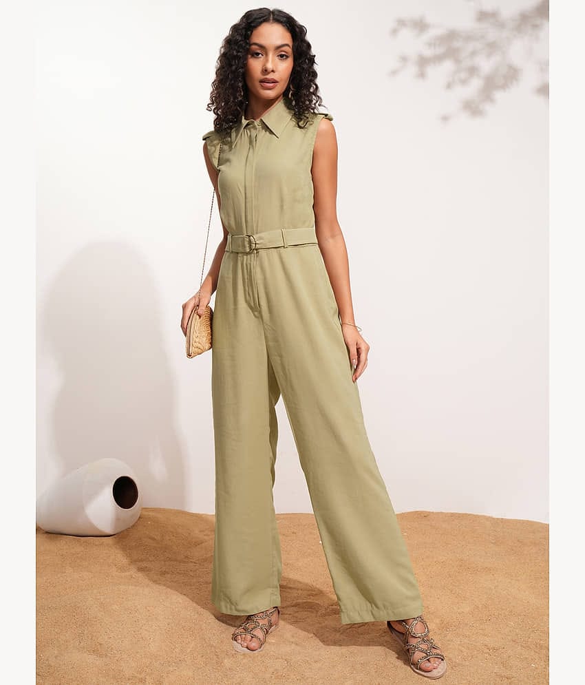 Tokyo Talkies Women Polyester Jumpsuit ( Beige )