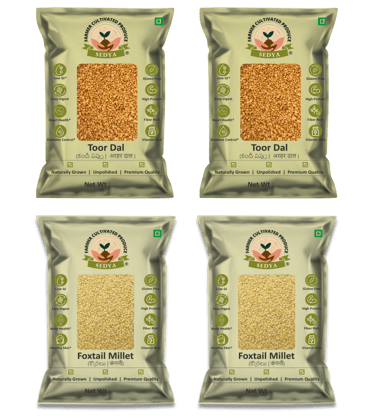 Sedya Premium Toor Dal & Foxtail Millet Combo | Unpolished, Protein & Fiber Rich | 2kg (1kg Each)