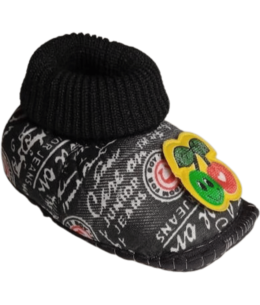 YESKART - Black Booties For Baby Boy & Baby Girl 0-3 Months ( Pack of 1 )