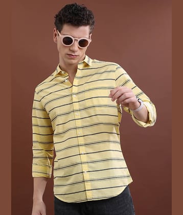 Ketch 100% Cotton Regular Fit Striped Full Sleeves Men's Casual Shirt - Yellow ( Pack of 1 )