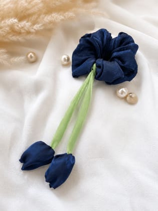 Ishkaara Bloomie Tulip Scrunchie Navy Blue
