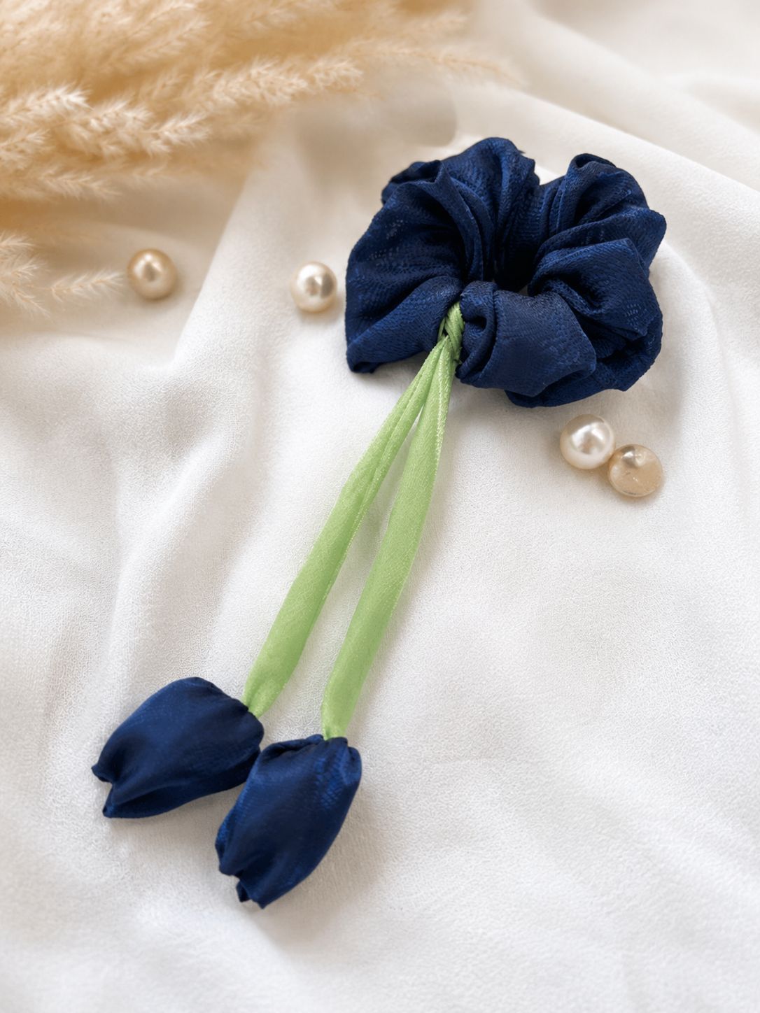 Ishkaara Bloomie Tulip Scrunchie Navy Blue