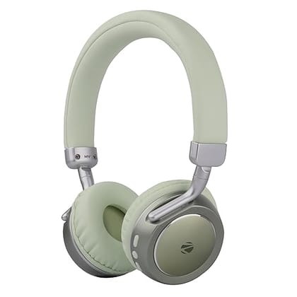 ZEBRONICS DUKE 2 Wireless Headphone, Supports Bluetooth, Dual Pairing, Deep Bass, up to 60h Battery Backup, AUX, Environmental Noise Cancellation, Gaming Mode, Now with Type C Charging (Green)