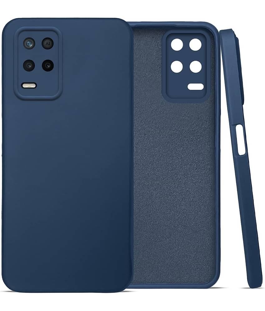 Case Vault Covers - Blue Silicon Plain Cases Compatible For Realme 8 5g ( Pack of 1 )