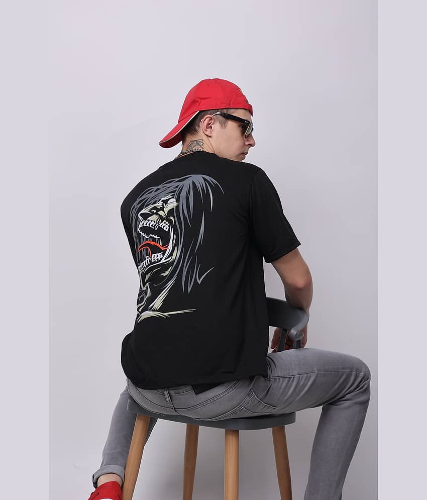 yellow tree Men Cotton Blend Relaxed Fit Printed T-Shirt ( Black )