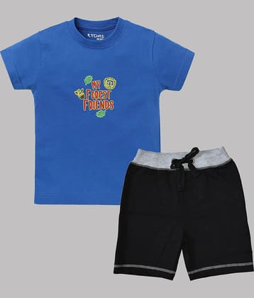 ETCHED DESIGN Pack of 1 Boys Cotton T-Shirt & Shorts Set ( Multicolor )