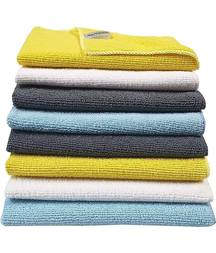 SOFTSPUN Microfiber Cleaning Cloths, 8 pcs 30x40cms 280GSM Multi-Color. Highly Absorbent, Lint and Streak Free, Multi - Purpose Wash Cloth for Kitchen, Car, Window, Stainless Steel, Silverware.