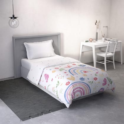 DDECOR - Little Brats Collection 100% Cotton Kids Pattern 145TC Single Quilt|152 CM X 229 CM| - White