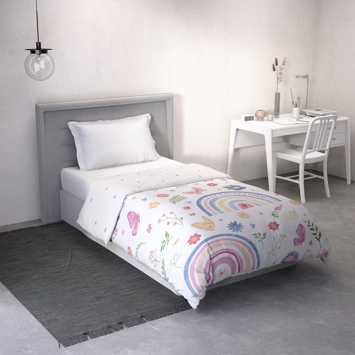 DDECOR - Little Brats Collection 100% Cotton Kids Pattern 145TC Single Quilt|152 CM X 229 CM| - White