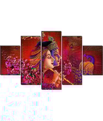 SNDArt Set Of 5 Radha Krishna Wall Paintings For Wall Decor Gift Items 18 x 30 inch