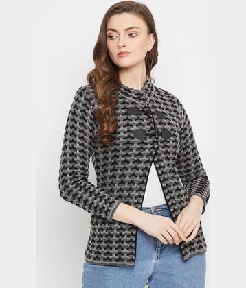 zigo Woollen Round Neck Women's Buttoned Cardigans - Black ( Single )