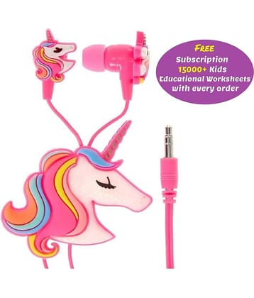 Unicorn Cartoon sound lead with 3.5mm jack for Kids (Pack of 2)  (Free subscription of kids Educational worksheets)