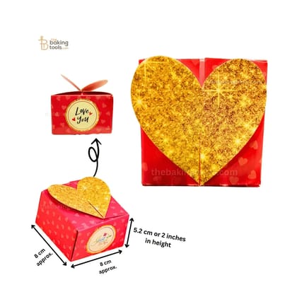 I Love You Golden Heart Red Valentine's Chocolate Box Gift Container (Pack of 10)