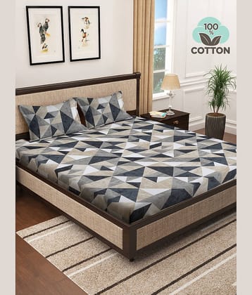 Klotthe Cotton 1 Double Bedsheet with 2 Pillow Covers ( Multicolor )