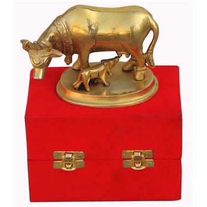 Brass Cow Statue - Antique Home & Office Decor, Height : 3.8 Inch (BSMAS391 C)