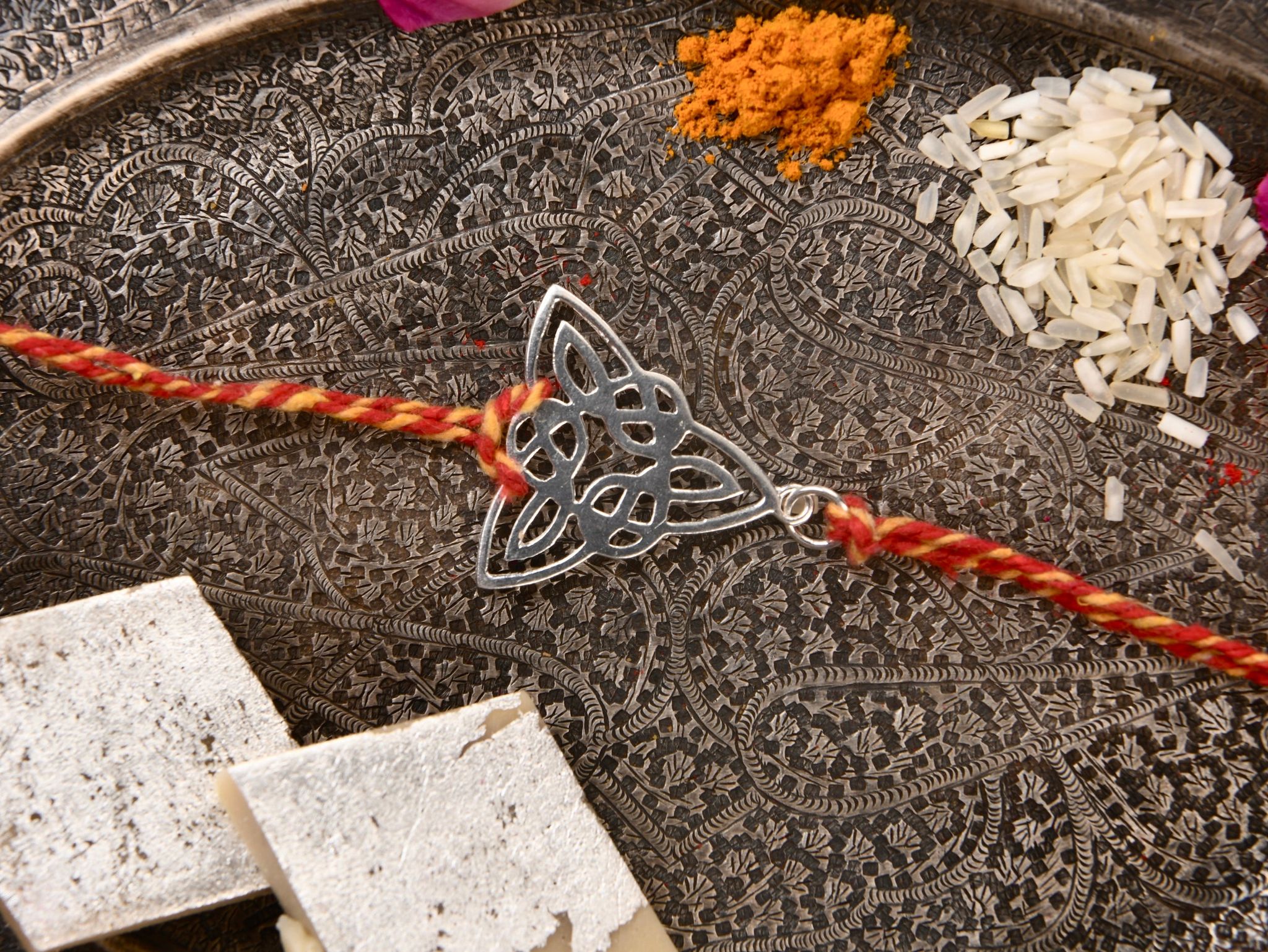 Celtic Triangle Silver Rakhi