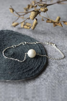 Carry Me Everywhere Pearl Blush Chain Gold Plated Sterling Silver Bracelet-Silver / 6.5inches adjustable upto 7.5 inches