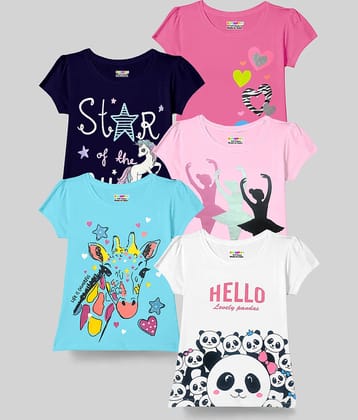 Kuchipoo Pack of 5 Girls Cotton Blend T-Shirt ( Multicolor2 )