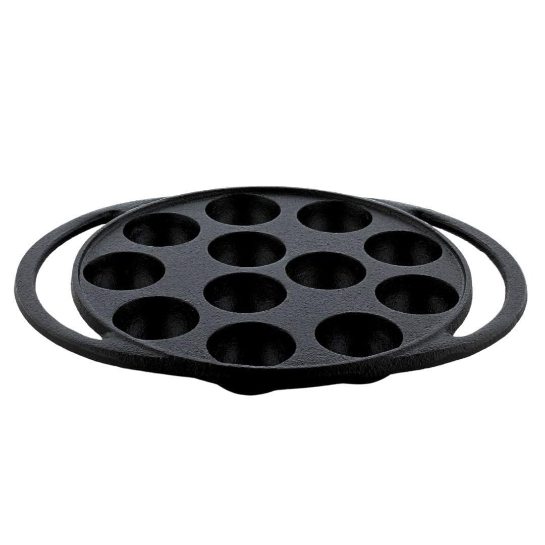 TRILONIUM Triple Seasoned Cast Iron Paddu | Paniyarakkal | Paniyaram Pan 12 Pits | 2 Kgs