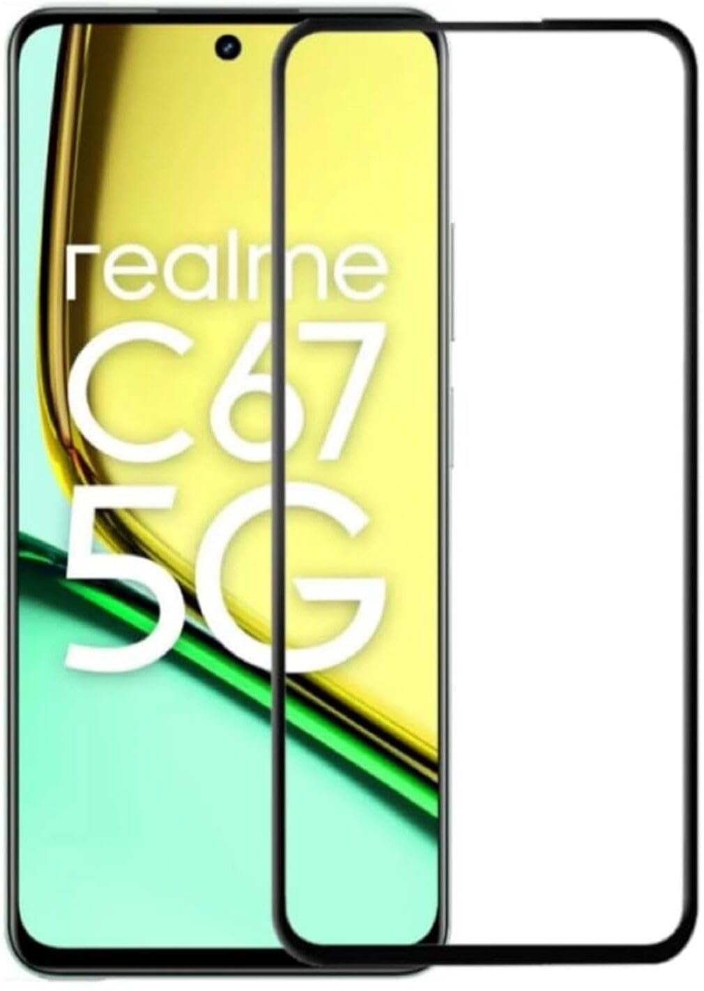 PLUGTECH Advanced Tempered Glass With Anti-Explosion 9H Hardness Edge-To-Edge Coverage Screen Guard for Realme C67