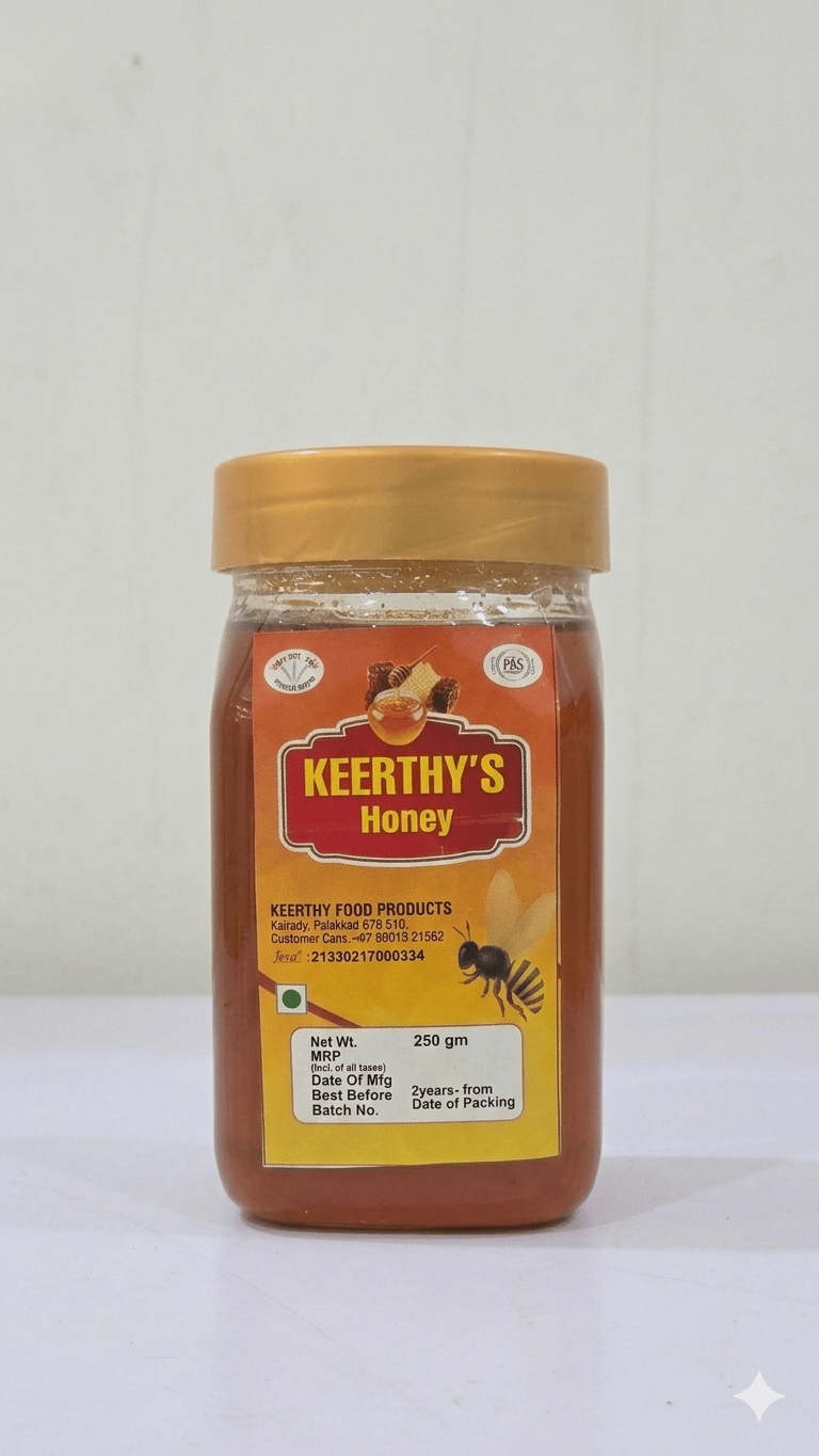 Keerthy Food Products Pure Honey | Natural Sweetener for Tea, Drinks & Desserts | Rich Taste & Smooth Texture | 250g